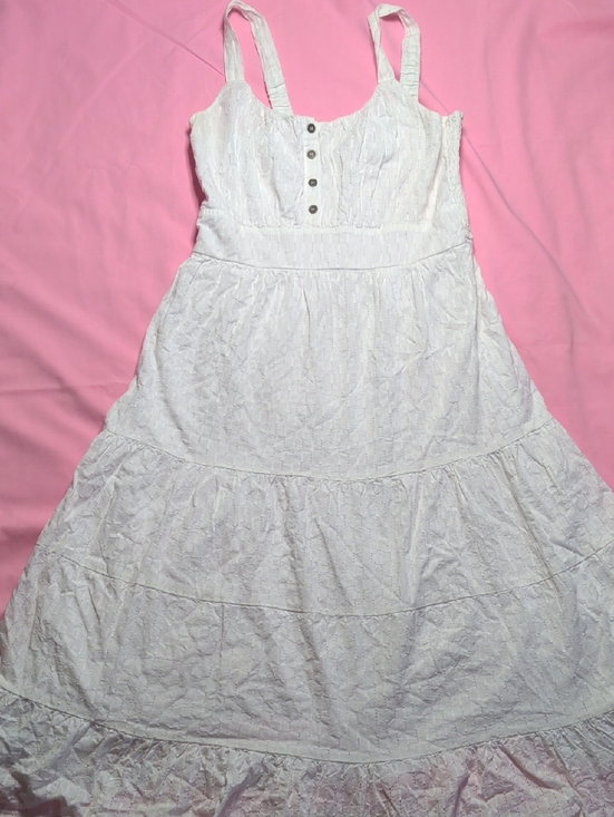Cotton & Rye Dresses & Skirts - White Ruffled Sundress Women's- Sleeveless Button Front